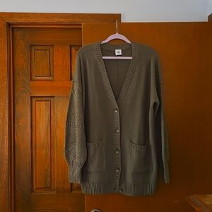 Cabi Trinity Stitch Cardigan - Olive Green- Medium